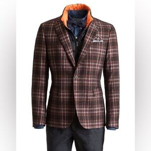 Manuel Ritz Brown Plaid Blazer NWT